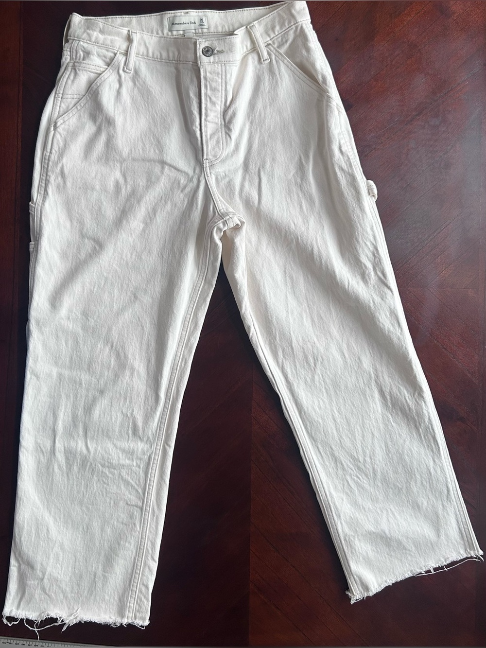 Abercrombie & Fitch Curve Love White Denim Straight High Rise Jeans 30/10R - Picture 2 of 10